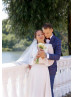 Long Sleeves Ivory Chiffon Church Wedding Dress